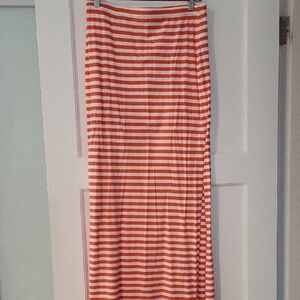 MMichael Kors Vibrant Striped Orange Maxi Skirt